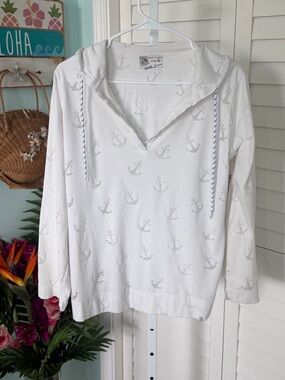 Women’s White Anchor-Print Hoodie by West Indies